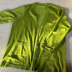 Chartruse Cardigan Buttons Pockets XL